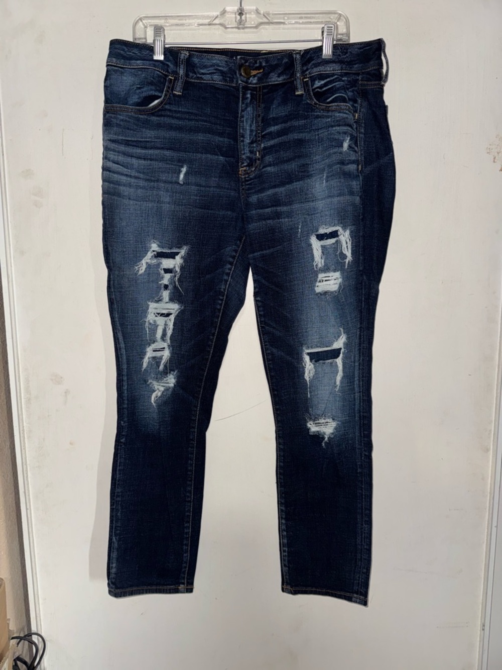 American Eagle Outfitters Dark Blue Distressed Jegging - Picture 2 of 9